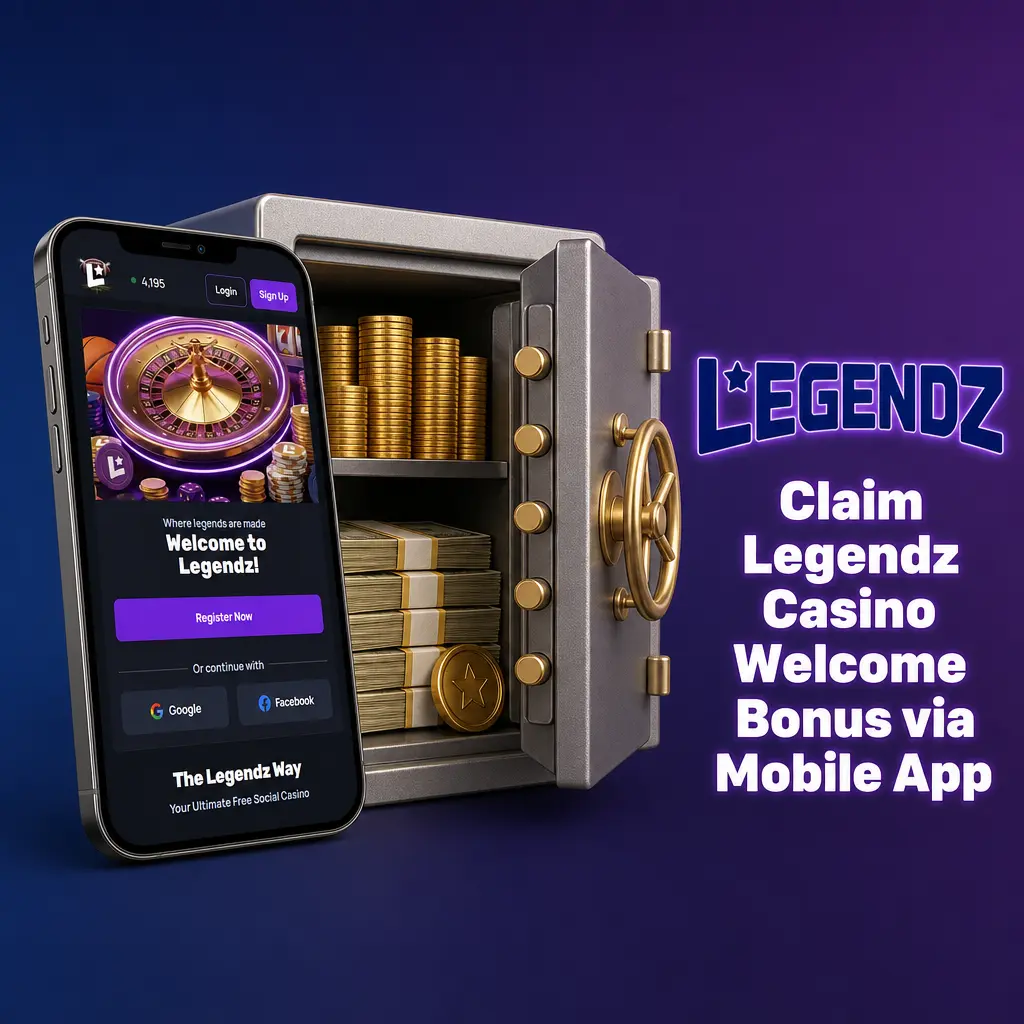 Claim the Legendz Casino welcome bonus by downloading the mobile app for iOS or Android and registering an account.