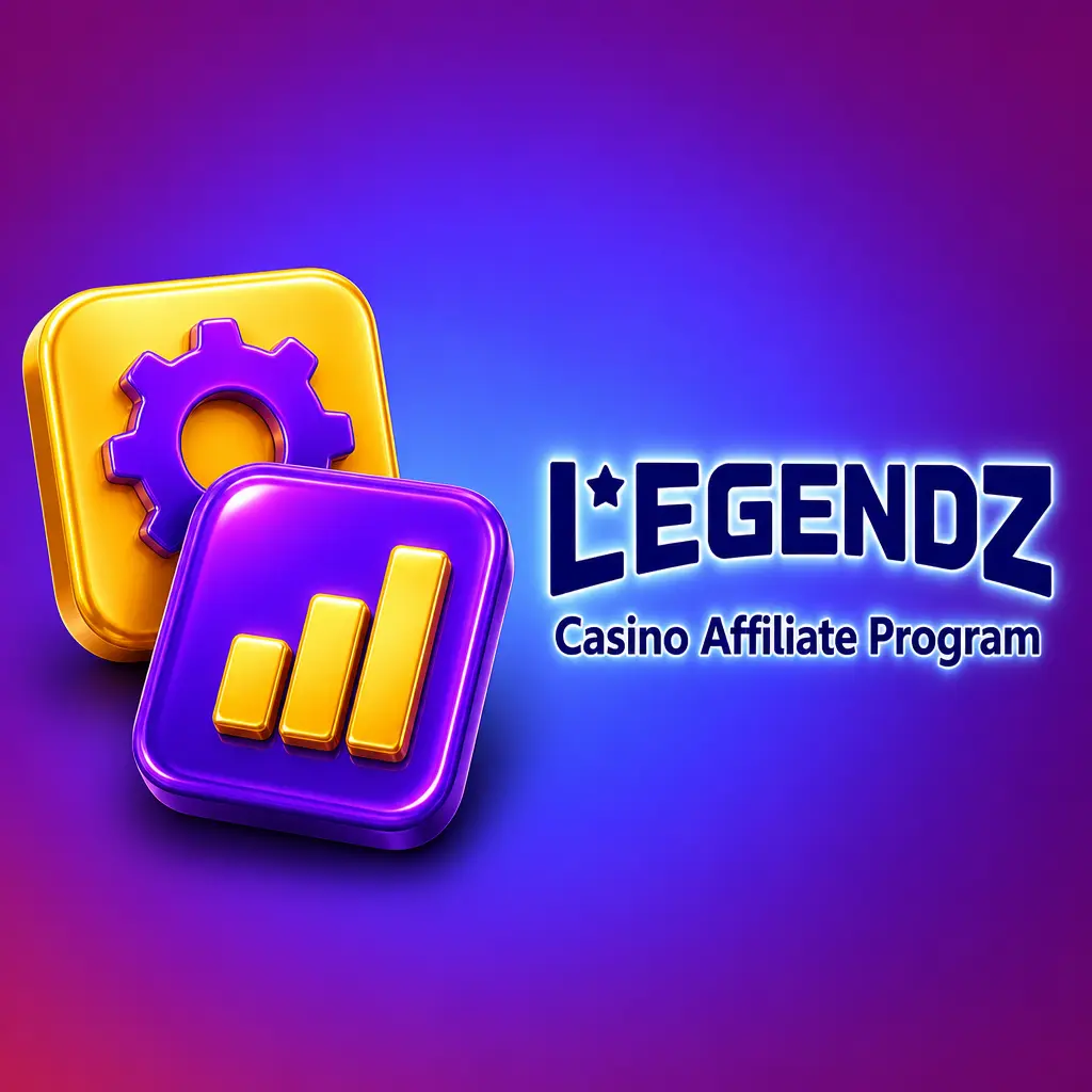 Legendz Casino affiliate program logo showcasing revenue share earnings for referred Gold Coin package purchases