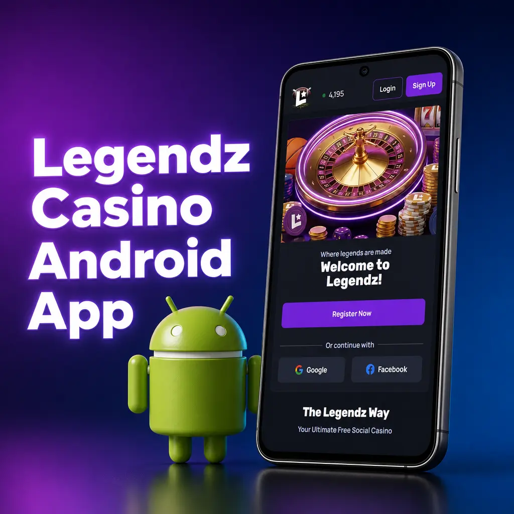 Legendz Casino Android app icon showing free download for full mobile betting and casino software access