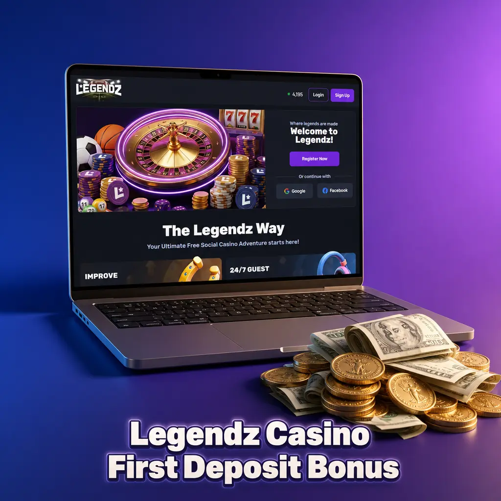 Legendz Casino first deposit bonus: get 500 Gold Coins plus 3 Sweeps Coins on your first purchase of $9.99 or more.