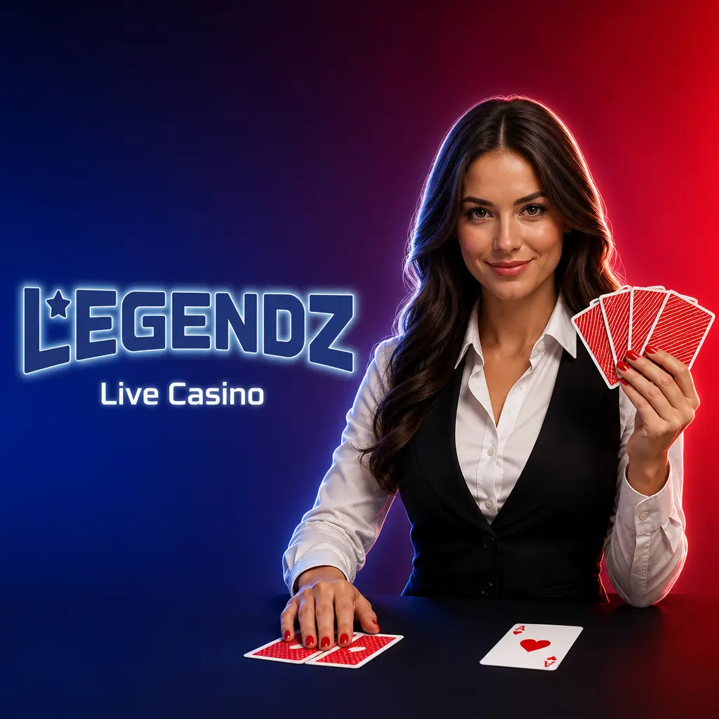 Legendz Casino live dealer games including Blackjack, Roulette, Baccarat, Poker, and game shows like Crazy Time.