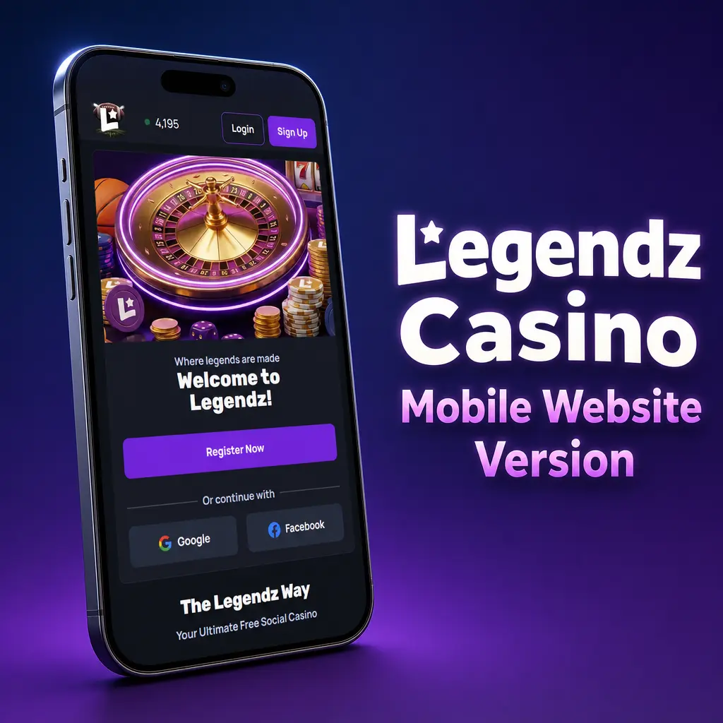 Legendz Casino mobile website with slots, sportsbook, and account tools accessible via browser, no app install needed.