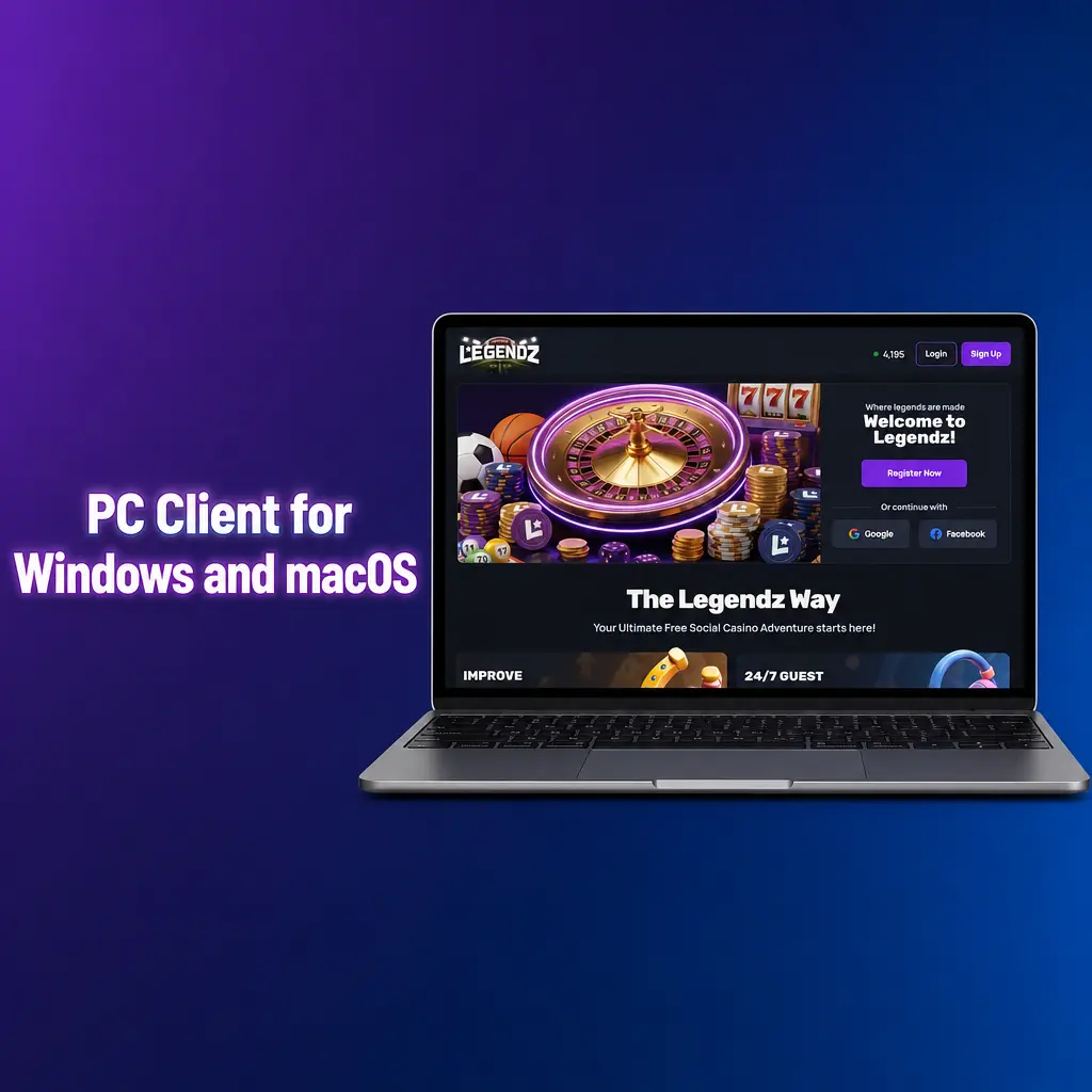 Legendz Casino website interface accessible via desktop browsers like Chrome, Firefox, and Safari on Windows and macOS