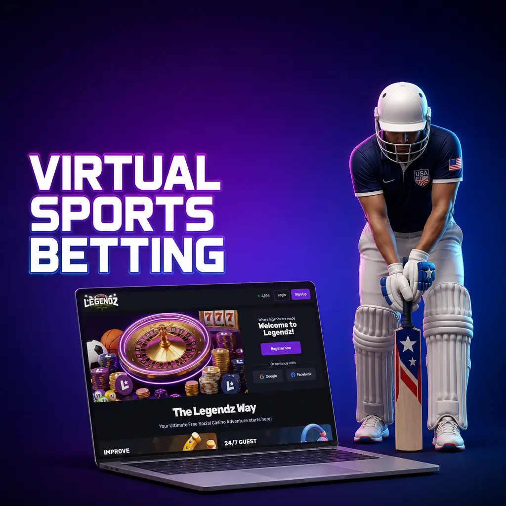 Virtual sports betting at Legendz Casino: football, horse racing, greyhound racing, and basketball with Sweeps Coins